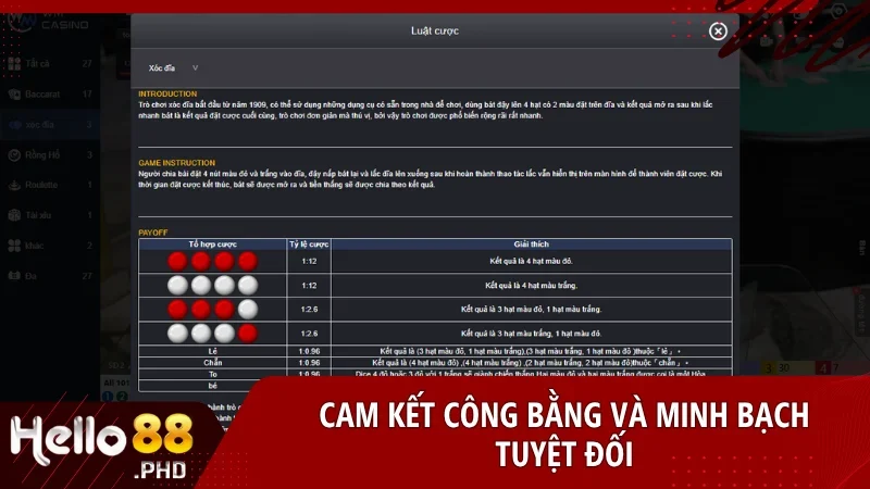Mọi kết quả xóc đĩa tại Hello88 được xử lý công khai không máy móc không lập trình đảm bảo công bằng cho tất cả người chơi