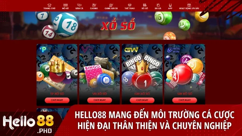 Giao diện hiện đại của nhà cái Hello88